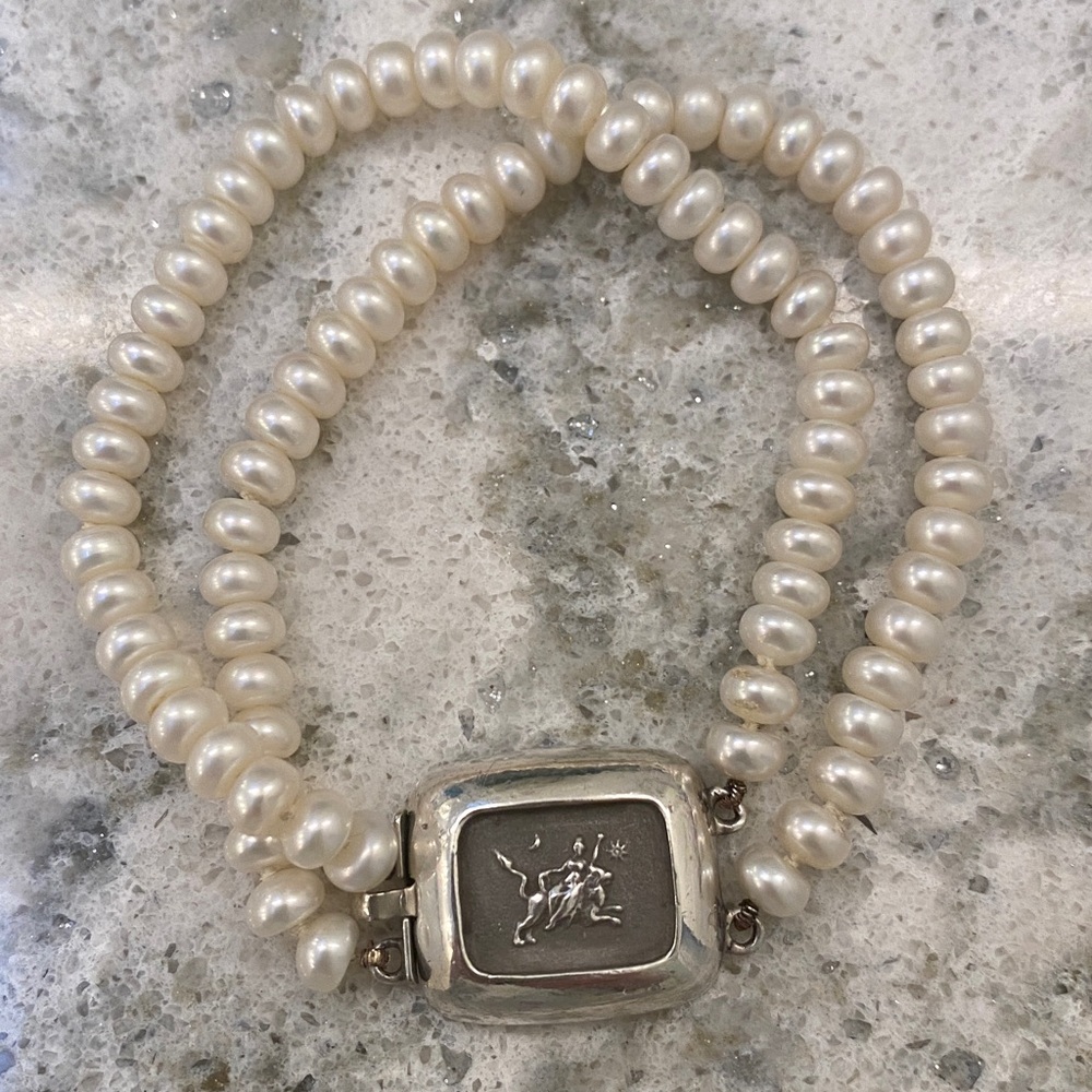 Slane & Slane Pearl Double Strand Silver Goddess Rhea Bracelet